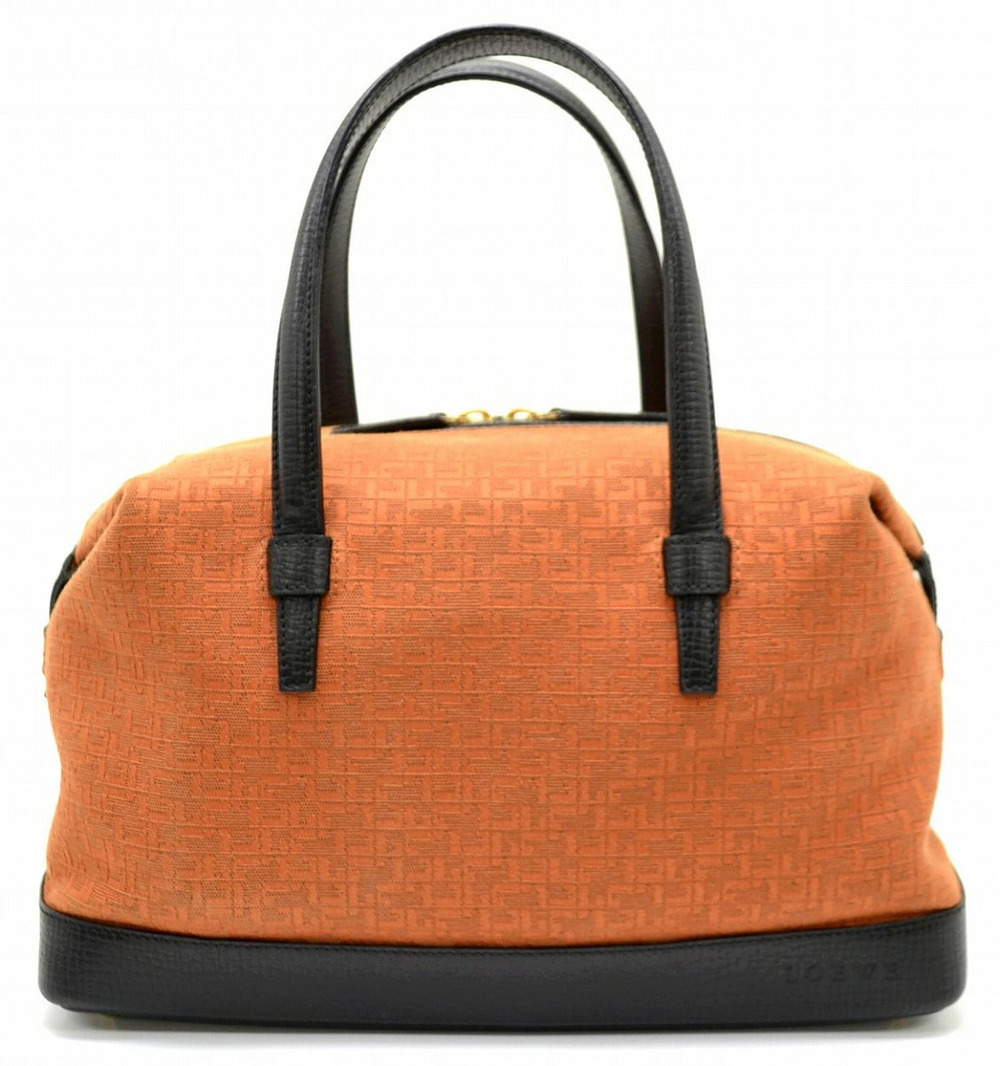 Loewe Handbag Canvas Leather Orange Black